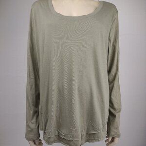 NWT Barefoot Dreams Malibu cactus green 100% Cotton long sleeve shirt ladies XL